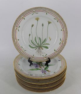8 Flora Danica Porcelain Plates