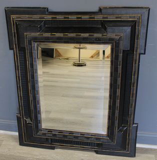 Antique Dutch Style Carved  And Ebonized Mirror
