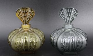 2 Lalique France Glass Perfume Bottles In Colors
