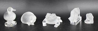 5 Lalique France Glass Animals.