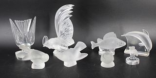 8 Lalique France Glass Animals & Cabinet Items.