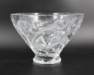 Lalique France Glass "Verone" Bowl With Birds.