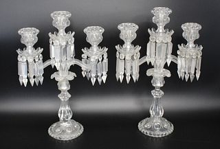 Pair Of Antique Baccarat Glass Candelabra.