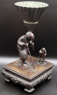 Japanese Figural Bronze Jardiniere.