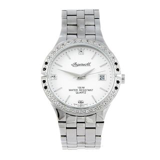 INGERSOLL - a gentleman's Gems bracelet watch. Stainless steel case with white stone set bezel. Refe