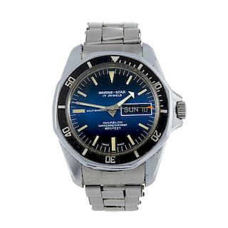 MARINE-STAR - a gentleman's bracelet watch. Base metal case with calibrated bezel and stainless stee
