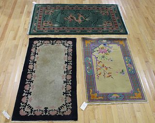 Lot Of 3 Art Deco Chinese Area Carpets.