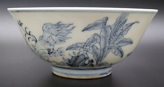 Chinese Blue and White "Birds and Flowers" Bowl.
