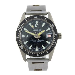 COMBAT - a gentleman's bracelet watch. Base metal case with stainless steel case back. Unsigned manu