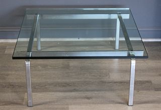 Midcentury Steel And Glass Top Coffee Table.