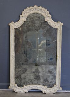 Antique Continental Baroque Style Carved Mirror.