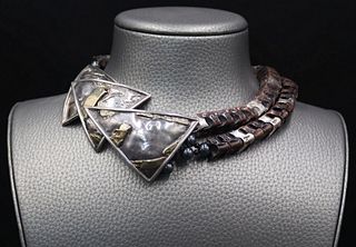 JEWELRY. English Silver & Snake Vertebrae Necklace