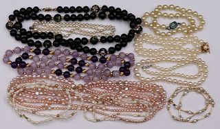 JEWELRY. 14kt Mounted Pearl and Bead Necklaces.