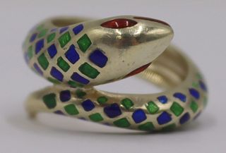JEWELRY. Signed Martine 14kt Gold and Enamel