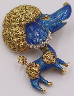 JEWELRY. 18kt Gold, Enamel and Diamond Poodle