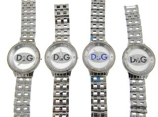 A bag of assorted D&G watches with missing crowns. To include examples of bracelet and wrist watches