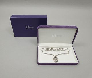 14K White Gold Necklace with Mask Pendant.