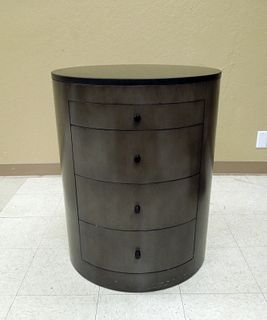 Contemporary Cylindrical 4-Drawer Chest with Marble Top.