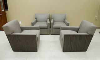 Set of (4) A. Rudin Upholstered Club Chairs.
