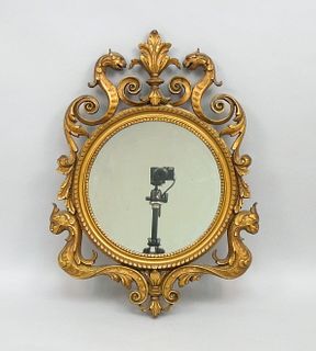 Gilt Framed Rococo Circular Mirror.