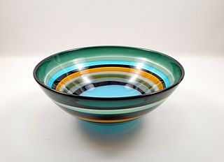 Caleb Siemon Art Glass Banded Bowl.