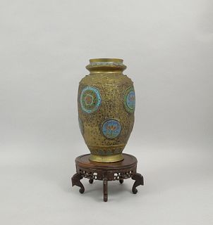Oriental Brass and Cloisonne Vase.