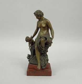 J. Neeb Bronze, Seated Nude with Scroll and Quill.