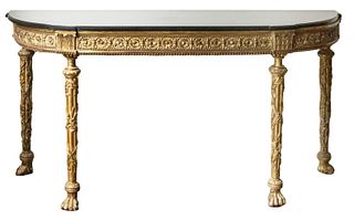 Napoleon III Carved Giltwood Marble Top Console