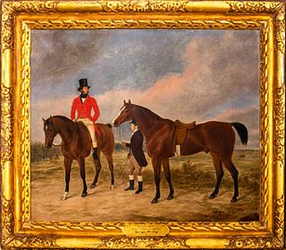 George Morley "Gentleman with Horse & Groom" Oil