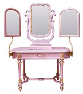 Victorian Revival Pink Maquilleuse Vanity Table