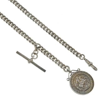 A group of Albert chains and fobs, to include eight silver chains and a gold plated example. All rec