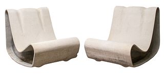 Willy Guhl 'Loop' Cement Lounge Chairs, Pair