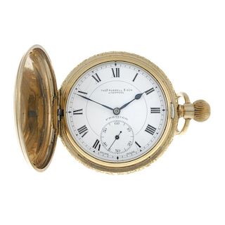 A group of five gold plated full hunter pocket watches, to include three examples by Waltham. All re