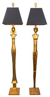 Diego Giacometti Style Bronze Figural Floor Lamps