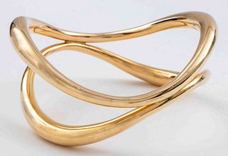 Timothy Grannis 14K Gold Abstract Wave Bangle