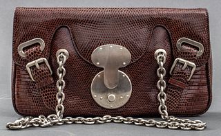 Ralph Lauren Ricky Chain Barrel Crocodile Handbag