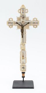 Spanish Colonial Carved Mother-of-Pearl Crucifix