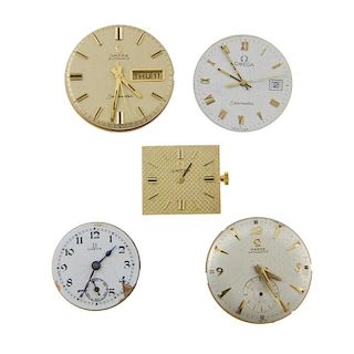 A selection of Omega watch movements, including both lady's and gentleman's examples, some incomplet