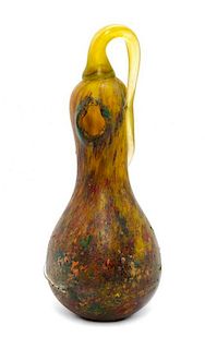 A Daum Vitrified and Applied Glass Vase, Height 11 1/4 inches.