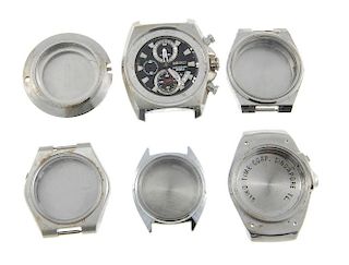 A bag of assorted stainless steel and bi-colour watch cases the majority of which are Seiko. To incl