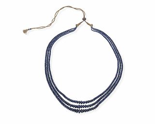 An Indian sapphire bead necklace