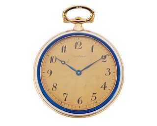 A Cartier gold and enamel pocket watch