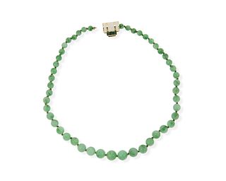 An Art Deco French, Cartier jadeite and enamel necklace