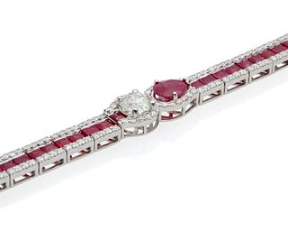 An Oscar Friedman ruby and diamond bracelet