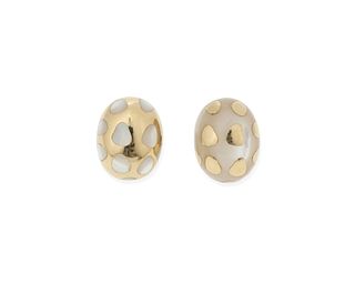 A pair of mother-of-pearl ear clips