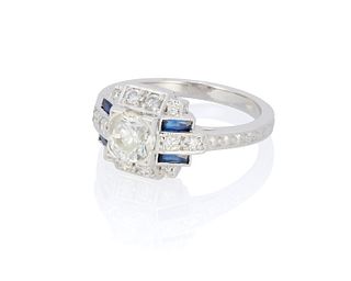 A diamond and sapphire ring