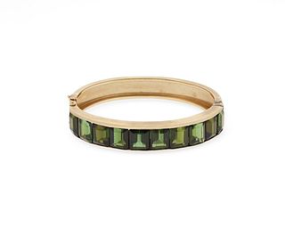 A green tourmaline bangle bracelet