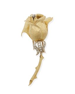 A diamond rose brooch
