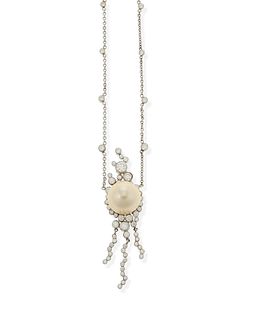 A Sam Joseph South Sea cultured pearl and diamond necklace