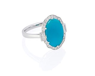 An Oscar Friedman turquoise and diamond ring
